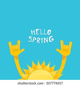 Sun hand rock n roll icon vector illustration. Spring or summer Rock concert poster design template or greeting card