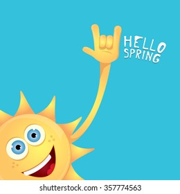 Sun hand rock n roll icon vector illustration. Spring or summer Rock concert poster design template or greeting card