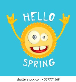 Sun hand rock n roll icon vector illustration. Spring or summer Rock concert poster design template or greeting card