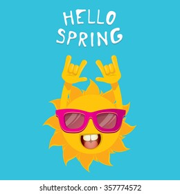 Sun hand rock n roll icon vector illustration. Spring or summer Rock concert poster design template or greeting card