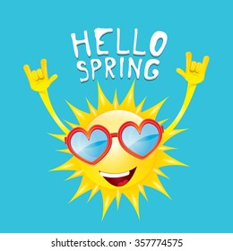 Sun hand rock n roll icon vector illustration. Spring or summer Rock concert poster design template or greeting card