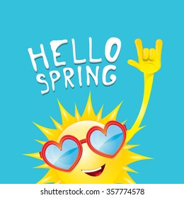 Sun hand rock n roll icon vector illustration. Spring or summer Rock concert poster design template or greeting card