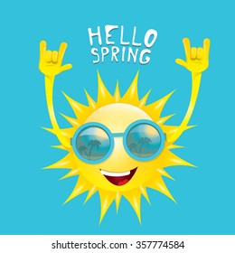 Sun hand rock n roll icon vector illustration. Spring or summer Rock concert poster design template or greeting card