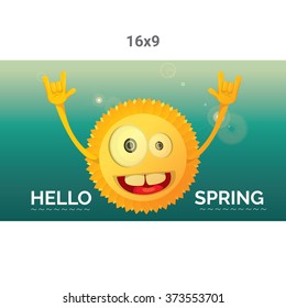 Sun hand rock n roll icon vector illustration. Spring or summer Rock concert poster design template or greeting card