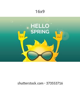 Sun hand rock n roll icon vector illustration. Spring or summer Rock concert poster design template or greeting card