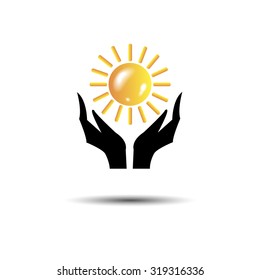 sun hand vector symbol design icon sign illustration symbol female hands
