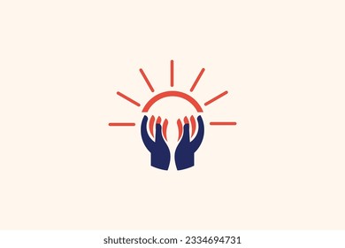 Logo-Design der Sonne und der Hände