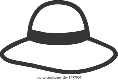 sun hat beach hat icon illustration outline stroke minimalist black line	
