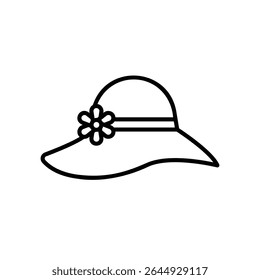 Sun hat or beach hat icon to protect in summer