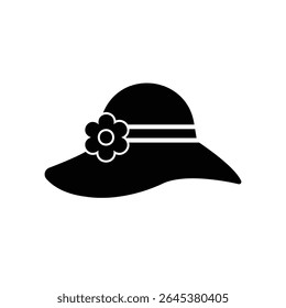 Sun hat or beach hat icon to protect in summer
