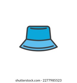 Sun hat filled outline icon, line vector sign, linear colorful pictogram isolated on white. Symbol, logo illustration. Vector graphics