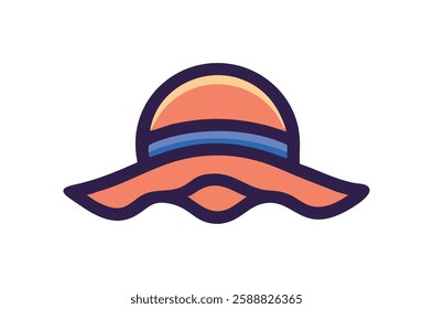 Sun hat floating on ocean waves illustration
