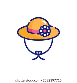 Sun Hat with Floral Accent