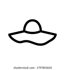icono de sombrero solar o logotipo símbolo de signo aislado ilustración vectorial - iconos vectoriales de estilo negro de alta calidad

