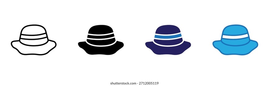 Sun Hat Icon Multi Style Vector Illustration