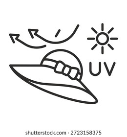 sun hat icon, protection from sun rays, summer woman cap, vector illustration