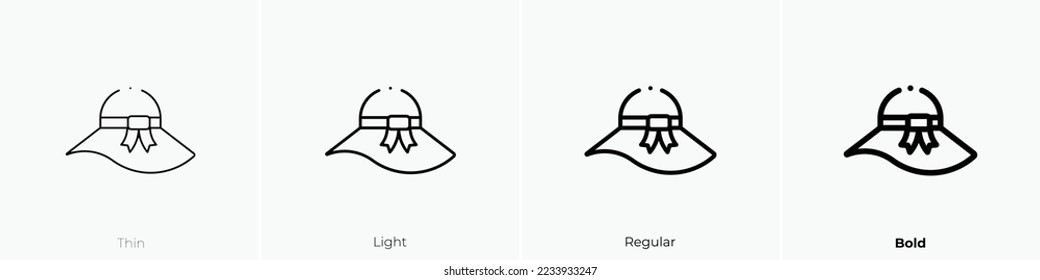 sun hat icon. Thin, Light Regular And Bold style design isolated on white background