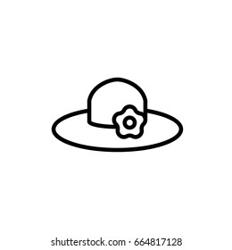sun hat icon thin line black on white background