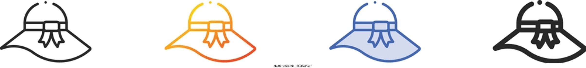 sun hat icon.Thin Linear, Gradient, Blue Stroke and bold Style Design Isolated On White Background