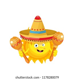 the sun in a hat and with maracas