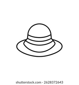 sun hat outline icon on white background