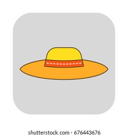 Sun hat, protective clothing. Flat icon, object of fashion accessory.