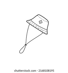 Sun hat for SUP surfing in doodle style. Vector illustration on white background