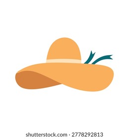 Sun hat vector illustration, summer headwear fashion object cartoon for beach holiday.
