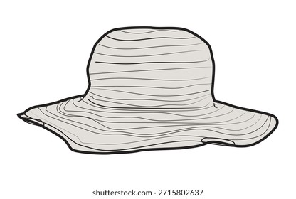 Sun hats technical flat drawing vector mockup illustration.