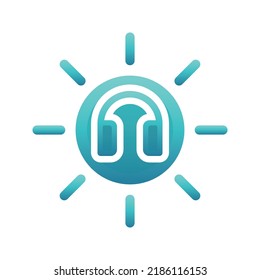 sun headphone logo gradient design template icon element