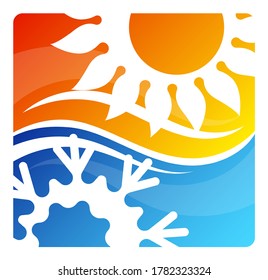 Sun heating and snowflake cooling air conditioning design for business