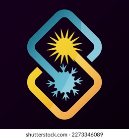 Sun heating and snowflake cooling air conditioner sign