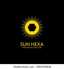 Sun hexagon logo, illustration symbol