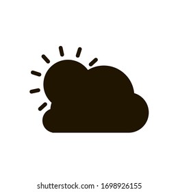 El sol se escondió detrás del icono de la nube en un estilo moderno y plano aislado. Ilustración, pasos 10.