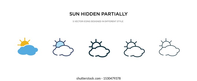 sun hidden partially icon in different style vector illustration. two colored and black sun hidden partially vector icons designed in filled, outline, line and stroke style can be used for web,