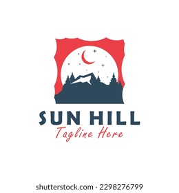 sun hill vector illustration logo design