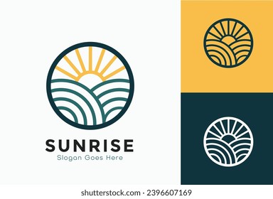 Sun and Hills Outline Logo