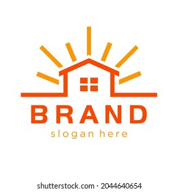 El concepto de sol y casa. Muy adecuado para diversos fines comerciales también para el símbolo, logotipo, nombre de la empresa, marca, icono, etc.