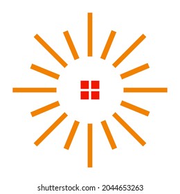 Sun and home concept. Very suitable various business purposes also for symbol, logo, company name, brand name, icon and etc.