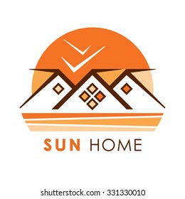 Sun home. Ecological construction, use of solar energy, cottage village, care for the environment.
