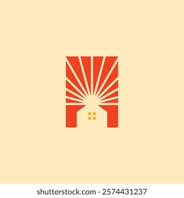 Sun Home Logo Design. Sunshine Real Estate Icon