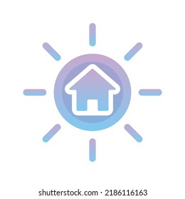 sun home logo gradient design template icon element