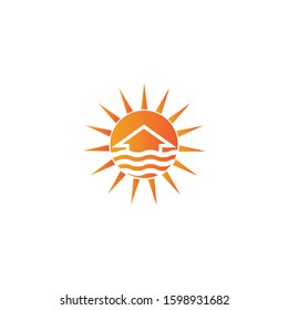 Sun home logo template vector icon illustration