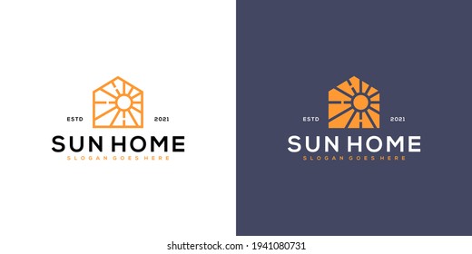 sun homes logo vector design line