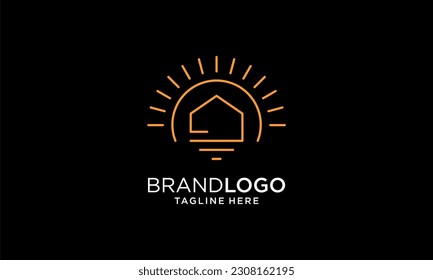 sun homes logo vector design line
