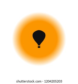 Sun and a hot air balloon silhouette. Vector illustration.