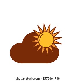sun hot with cloud fill style icon vector illustration design