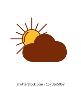 sun hot with cloud fill style icon vector illustration design
