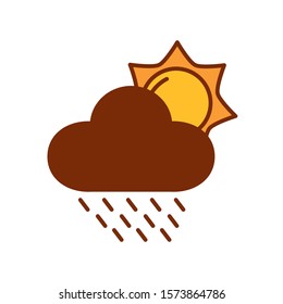 sun hot with cloud and rain fill style icon vector illustration design