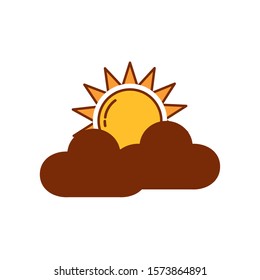 sun hot with clouds fill style icon vector illustration design